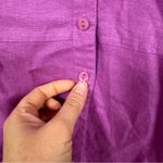 JM Collection  Purple Linen Shirt Womens 14 Button Down 3/4 Sleeve Beachy Casual Photo 2