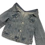 Topshop blue denim off the shoulder button up jacket Photo 5