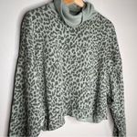 American Eagle  Leopard Print Turtle Neck Seafoam Green Sweater Size Small Photo 1