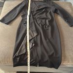 Women’s Black Asymmetrical Ruffled Midi Dress 3/4 Sleeve Zip Back Size M NEW Size M Photo 9