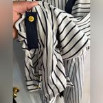 Anne Klein Blouse • Navy White Striped • Tie Front • Roll-Tab Sleeves • XL Photo 3