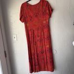 Norm Thompson Dress Vintage 90s Small Red Floral 100% Rayon Short Sleeve‎ Maxi Photo 9