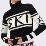 Perfect Moment Ski Black Turtleneck Sweater Star Ivory Wool Stretch Size M Photo 0