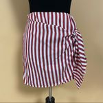 Wild Honey 🛍️  Red White Candy Striped Wrap Mini Skirt Beach Cover Up Size M Photo 2
