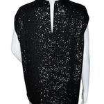 Calvin Klein  Shirt Women Large Black Allover Sequin Party Cocktail Holiday Party Photo 4