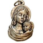 Mother Mary Baby Jesus Religious Italy Silver Charm Pendant Necklace Jewelry Photo 0