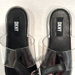 DKNY  Ava‎ Leather Ankle Strap Thong Sandals Women's Size 6 Black NWT Vinyl Photo 4
