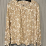 Loft  Women's Paisley Blouse in Cream and Gold Medium NWT Photo 0