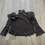 Amanda Uprichard Choker Cold Shoulder Ruffle Top Black Stars Small Photo 6