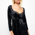 Free People NWT  Kat Velvet Mini Dress in Black Photo 2
