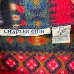 Vintage 90s Charter Club Fleece Barn Jacket Bold Fair Isle Red XL Photo 6