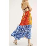 Free People  Golden Dreams Maxi Dress Boho Floral Patchwork Strapless Tiered M Photo 3