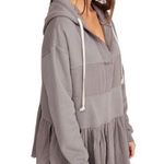 Free People Sail Away Hoodie Women’s Size S Ruffle Tiered Gauzy Gray Photo 2