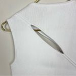 GSTQ White Ribbed Sleeveless Cutout Knit Stretch Top Size XS White Photo 11