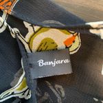 Banjara Black Scarf with Multicolor Bird Print Rayon‎ Green Orange White Flowy Photo 1