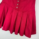 Vtg Y2K Corset Waist Red Pleated Mini Skirt Sz 2 High Rise Button Fly Photo 6