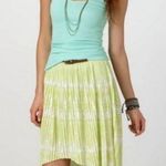 American Eagle  neon green batik aztec pleated high low skirt size large Photo 0
