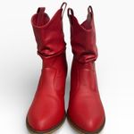 Charles Albert NWOB  Red Western Cowboy Ankle Boots Vegan Leather Womens US 11 Photo 3
