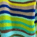 hand knit striped funky fun multi colored oversized sweater Blue Size M Photo 9