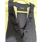 Topshop  Ruffle Plunge Cut Black Bodysuit Photo 3