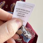 Sienna Sky Maroon/Blue/Tan Paisley Print Short Sleeve Blouse, Size Medium Photo 8