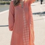 Stine Goya Leila Plaid Midi Maxi Dress Sz. S Orange Photo 0