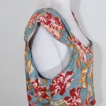 Band of Gypsies  Blue and Red Floral Boho Crop Top Size Large NWT Blue Crop Top Photo 3