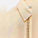 ZARA  EMBROIDERED SATIN EFFECT BLOUSE BUTTON DOWN SHIRT TOP YELLOW SIZE M NEW Photo 11