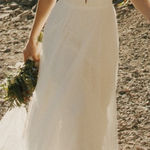 Stunning Vow’d Serendipity Deep V Tulle Mesh Wedding Gown! White Size 10 Photo 0