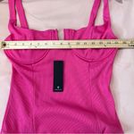 Lulus  Vibrant Pink Stretch‎ Ribbed Sleeveless Wired Bra Thong Bodysuit NWT XL Photo 11