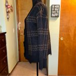 Mystree  black and brown plaid open sweater cardigan uneven hemline size S grunge Photo 3