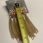 NWT Kenilworth Pierced Dangle Earrings Chain / Pink / Gold Tone Photo 4