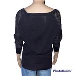 Attention V Neck Sweater With Sparkly Mesh Sleeves Photo 2