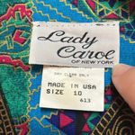 Vintage blazer womens size 10 unique colorful detailed blazer lady carol of ny Blue Photo 11