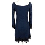 New Sara Campbell Mini Blue Floral Lace Dress Long Bell Sleeve Navy Size 0 Photo 9