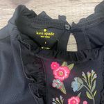 Kate Spade  Black Floral Broome Street Embroidered Ruffle Mixed Media Mini‎ Dress Photo 3