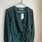 Abercrombie & Fitch  Long-Sleeve Draped Mini Dress Dark Green Photo 11