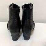 Nine West  Women's Celinna Black Leather Studded Double Zip Western Ankle Boots Photo 3