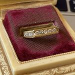 14k Yellow Gold Round & Baguette Cut CZ Wedding Band Anniversary Ring Gift Photo 3