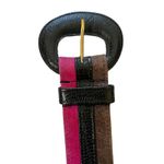 Jaeger Vintage  Mod Striped Pink Brown Suede Black Leather Wide Belt - Size 30" Photo 5