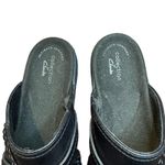 Clarks  Clogs Mules Shoes Womens Size 6.5N Black Slip On Braided Strap Comfort Photo 2