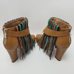 Charm City Sole Womens Fringe Platform Heel Ankle Booties Peep Toe Size 8 Brown Photo 8