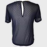 A New Day Polka Dot Sheer Mesh Navy Blue Blouse Photo 2