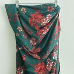 Pretty Little Thing Green Floral Ruched Side Midi Skirt Photo 2