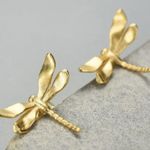 Artisan  Handmade 925 Silver Gold Dragonfly - The Hermosa Dainty Earrings Photo 2