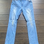 SheIn  Light Blue Straight Leg Jeans Womens Sz Large Blue Distressed Light Wash Photo 0