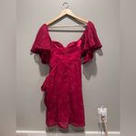 Selfie Leslie NWT  Red Mini Aphrodite Molded Bust Embroidered Wrap Dress Large Photo 3