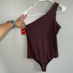 Spanx NWT  Ribbed One Shoulder Bodysuit Raisin Brown Top Size M Suit Yourself Photo 6