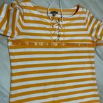 Talbots T by  Lace Up Dress Size XS Yellow Ace Stripe Vacation Preppy Nautical Photo 11