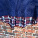 Faded Glory  womens waffle knit layered plaid flannel shirt blue /red L Photo 1